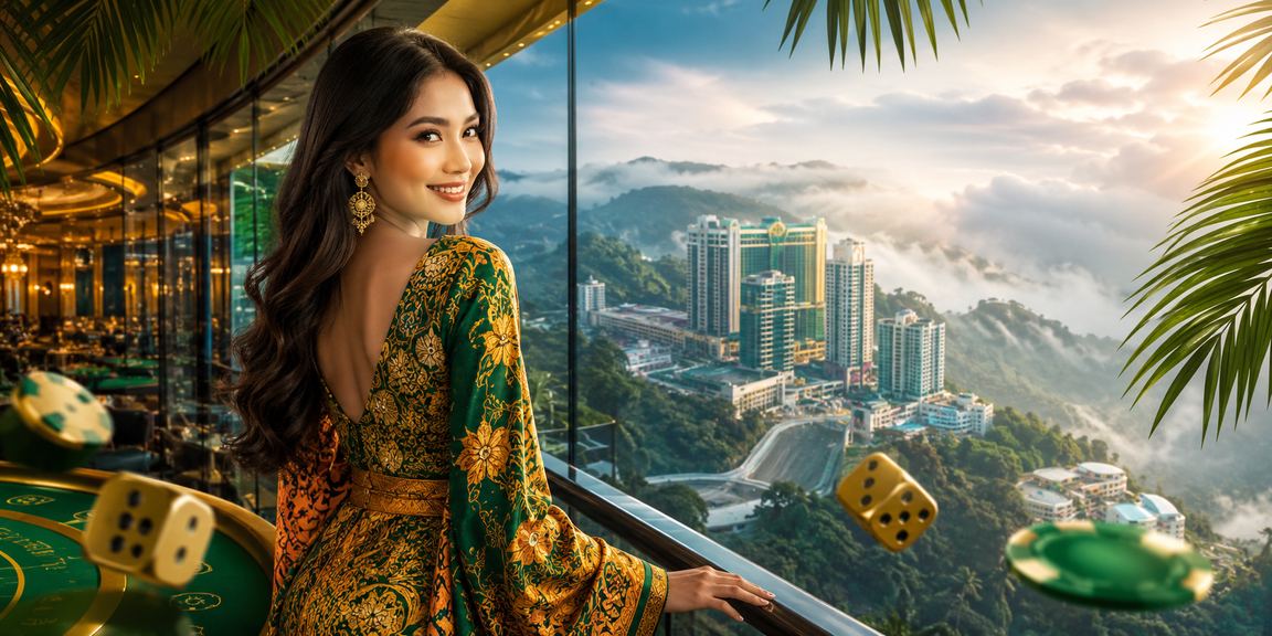 Permainan dadu kasino di Genting Highlands dengan motif batik Malaysia